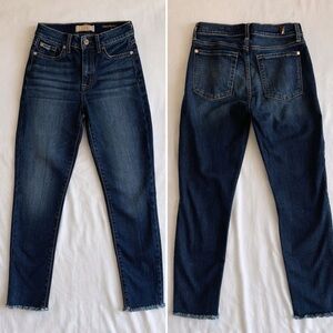 7 For All Mankind b(air) Roxanne Ankle Dark Wash Skinny Jeans 27 Stretch Gold